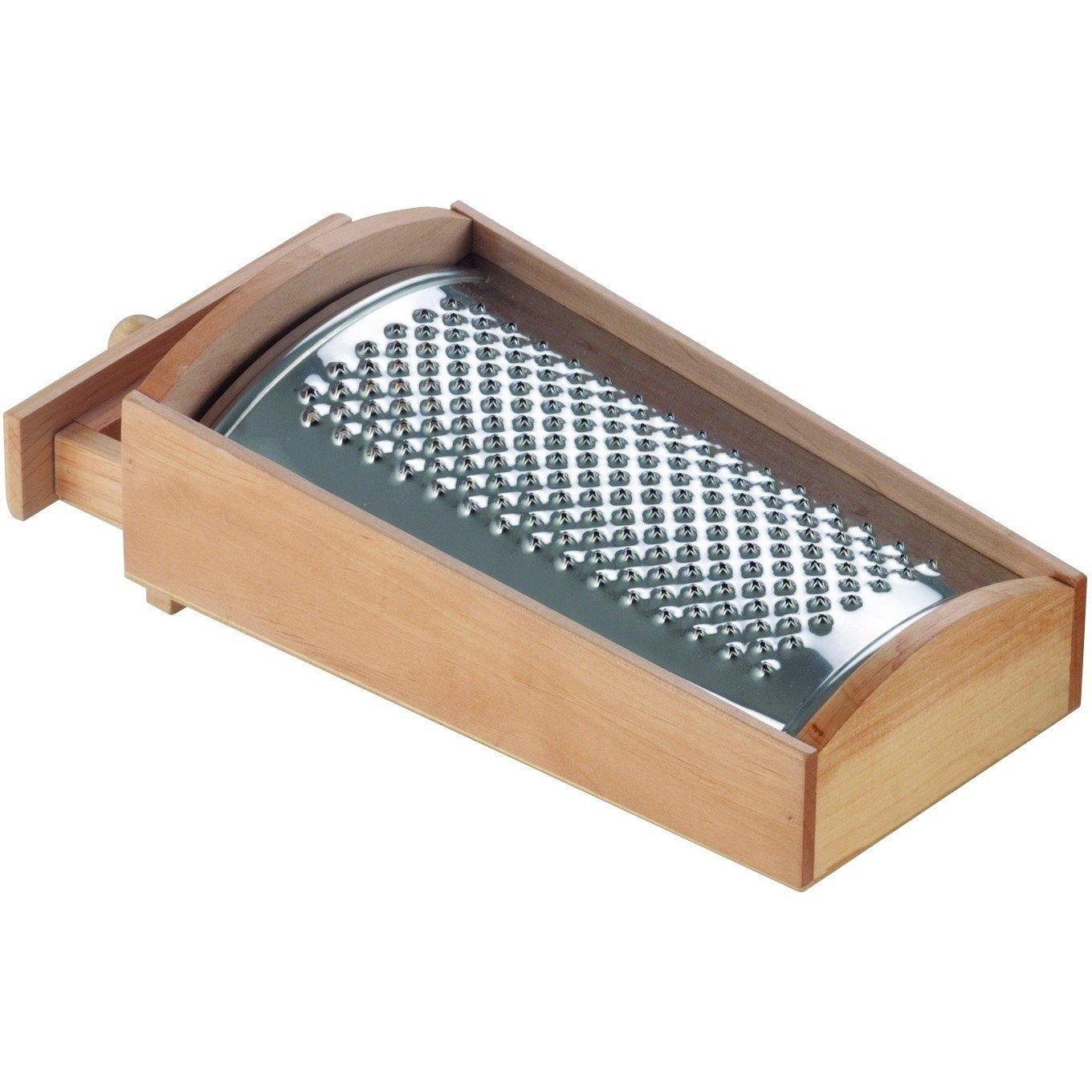 Wooden Cheese Grater with Handle,Rustic Brown Cheese Shredder with Storage  Space